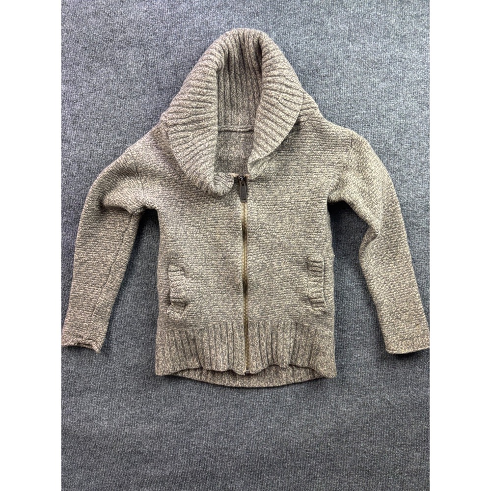 TNA Zip Up Cardigan Women XS Beige Wool Shawl Collar Sweater EFL3-3505-43